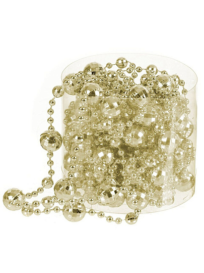 Бусы новогодние пластик, 1.4х500 см, круглые, шампань, SY18ZL-86 CS