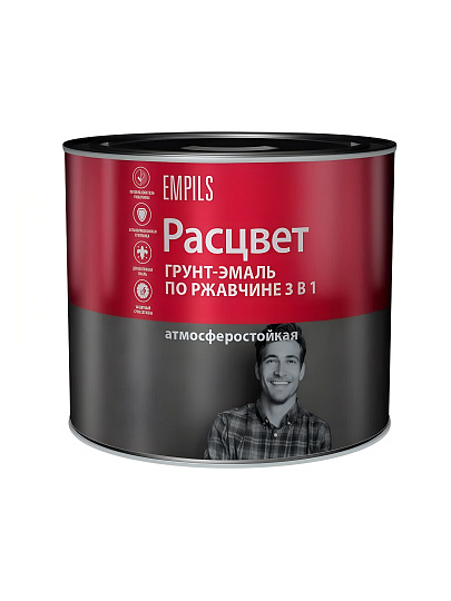 Грунт-эмаль Расцвет, по ржавчине, алкидная, черная, 1.9 кг