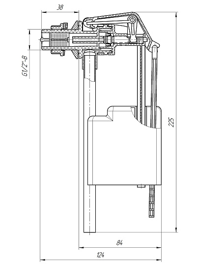 Арматура для бачка унитаза боковая, 1/2&quot;, двухрежимная, кнопочная, хром, Инкоэр, СБ2м-БпрН-АА-В Р
