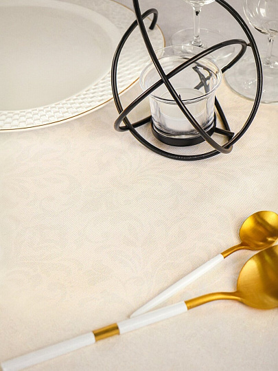 Скатерть 145х180 см, 100% хлопок, Лёгкость хлопка Кружева, шампань, AI-1504038