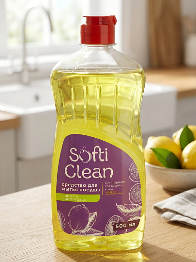 Средство для мытья посуды Softi Clean, Лимон и лемонграсс, 500 мл