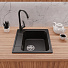 Мойка кухонная врезная, GranFest, Quarz, кварцевый песок, 480х480 мм, без сифона, черная, GF-Z48 - фото 6