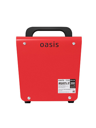 Пушка тепловая электрическая, Oasis, TPK-30, 3 кВт, 310 м³/ч, ТЭН, 2 режима, квадратная, керамический, в ассортименте