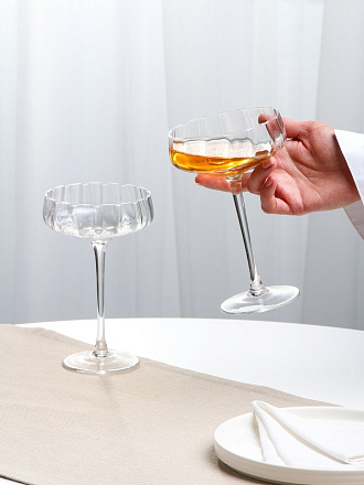 Бокал для шампанского, 210 мл, стекло, 2 шт, Daniks, Moments, креманка