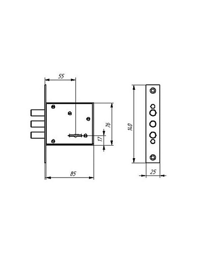 Замок врезной Зенит, ЗВ8-6.1, 00-00000442, без ручки, сувальдный, хром