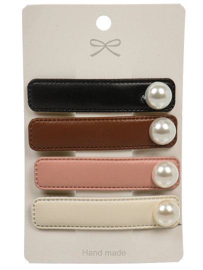 Набор зажимов для волос 6 см, 4 шт, металл, полимер, в ассортименте, с бусиной, Y4-11628