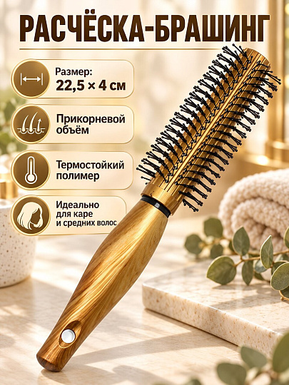 Расческа для волос брашинг, 22.5х4 см, полимер, Золото, Y4-12654