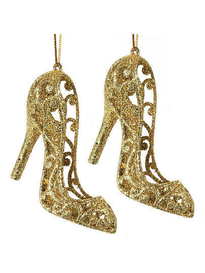 Елочное украшение Туфли, 2 шт, золотое, 7х8 см, SYZFGJE-1122107G