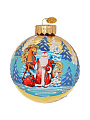 Елочный шар Дед Мороз и лошадка, 10 см, стекло, КУ-100-254024