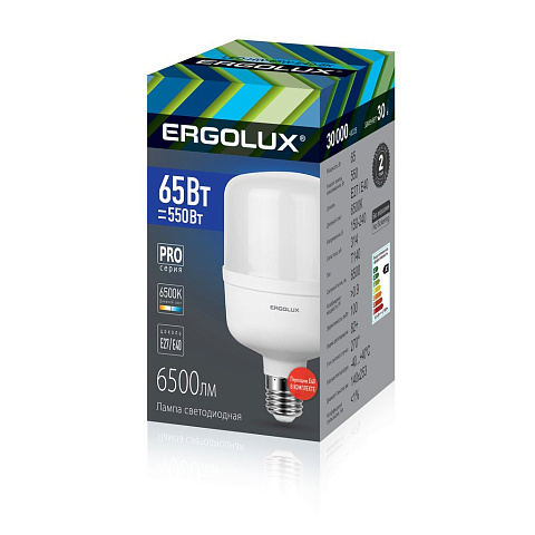 Лампа светодиодная 65Вт E27/E40 6500К 150-260В Ergolux LED-HW-65W-E40-6K