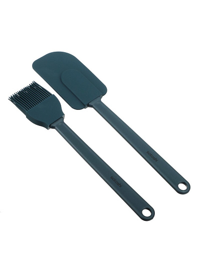 Набор кухонных принадлежностей кулинарный, 2 предмета, силикон, навеска, зеленый, Satoshi, Ривьера, 881-292, кисточка, лопатка