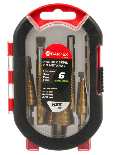 Сверло ступенчатое по металлу, набор 6 пр, R004