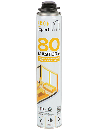 Пена монтажная Kronbuild, Masters, профессиональная, 80 л, 850 мл, летняя, FSPM80