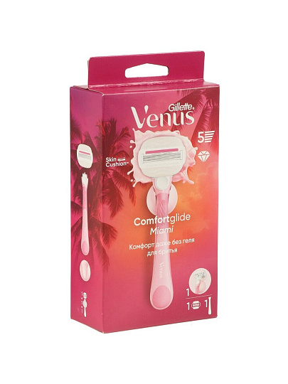 Станок для бритья Venus, Comfortglide Sugarberry, для женщин, 5 лезвий, 1 сменная кассета, держатель