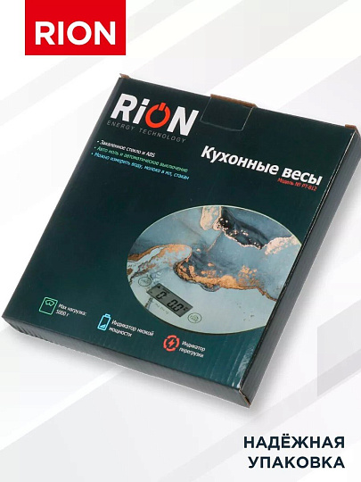 Весы кухонные электронные, стекло, Rion, Флюид, точность 1 г, до 5 кг, LCD-дисплей, PT-812/ZD-425