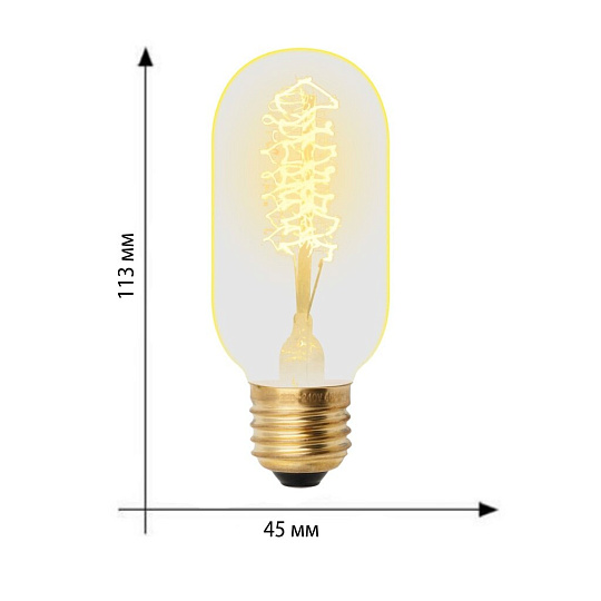 Лампа накаливания E27, 40 Вт, цилиндрическая, форма нити CW, Uniel, Vintage, UL-00000486