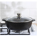 Жаровня алюминий, 26 см, 3 л, антипригарное покрытие, Мечта, Гранит black Induction Pro, черная, 33802И, с крышкой, индукция - фото 5