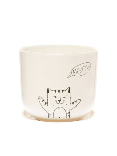 Горшок керамика, 0.8 л, 10.5х12 см, Мяун микс №2, 562522