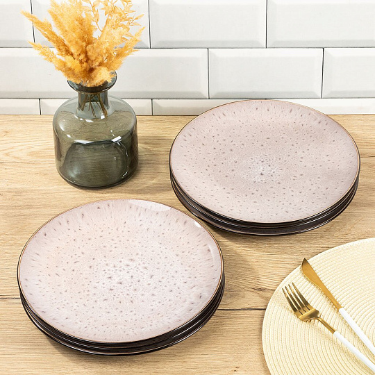 Тарелка обеденная, керамика, 6 шт, 27 см, круглая, Глэнс, Daniks, HMN230212A-D/P