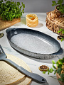 Форма для выпечки керамика, 36х18.5х3.5 см, 1 л, овальная, серо-синяя, Daniks, Гранит, Y4-8723 - фото 6