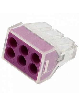 Клемма строительно-монтажная, прозрачная, СМК, 6-проводная, 0.75-2.5 мм², General Lighting Systems, 800490