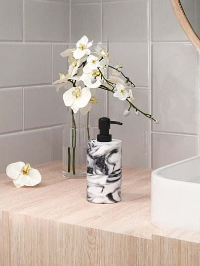 Дозатор для жидкого мыла, Zenfort, Лава, полирезина, 7.4х7.4х12.1 см, 300 мл, серый