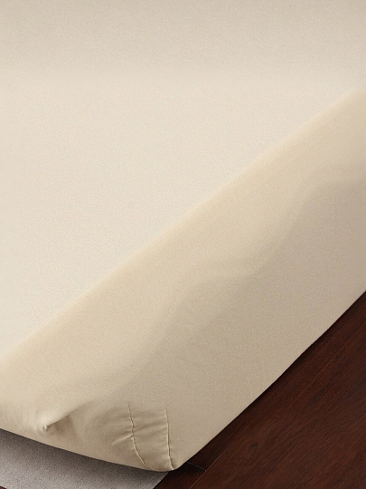 Простыня 2-спальная, 160х200х20 см, 100% хлопок, трикотаж, 120 г/м2, на резинке, Silvano, Кремовый, ПТр160*200