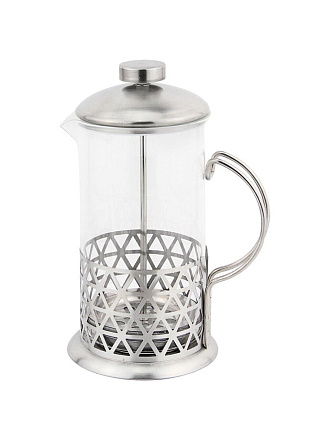 Френч-пресс 0.6 л, стекло, нержавеющая сталь, Rombo, 005486