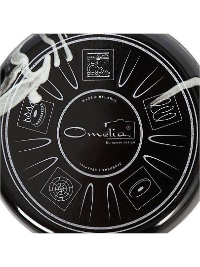 Кастрюля эмалированная сталь, 3 л, крышка стекло, сферический, Сантэкс, Шейк черно-белая, 1-2430111, индукция