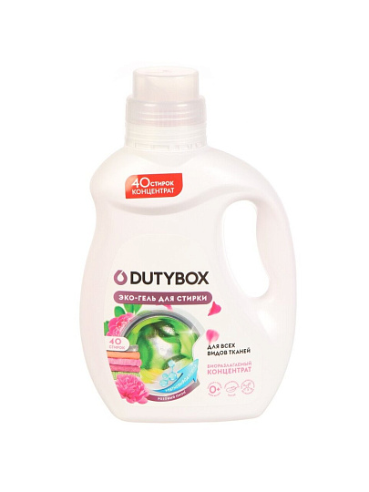 Гель для стирки Dutybox, 1 л, универсальный, Эко, Розовый пион