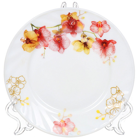 Тарелка десертная, стеклокерамика, 18 см, круглая, Орхидеи, HP-70/6797