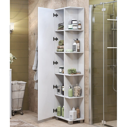 Шкаф Urban 450, МДФ, ЛДСП, 320х448х1922 мм, зеркальный, белый, пенал, VIGO, pn.URB.45