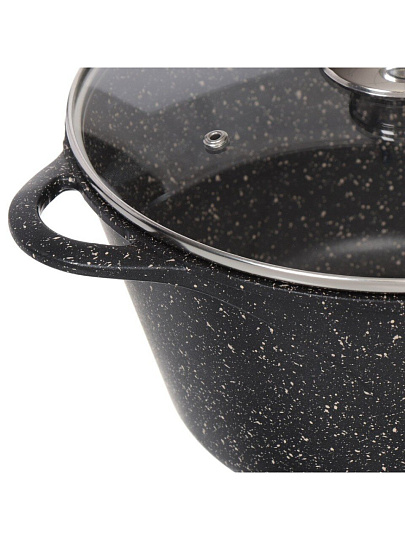 Кастрюля алюминий, антипригарное покрытие, 5 л, крышка стекло, Горница, Гранит волна, к2732аг