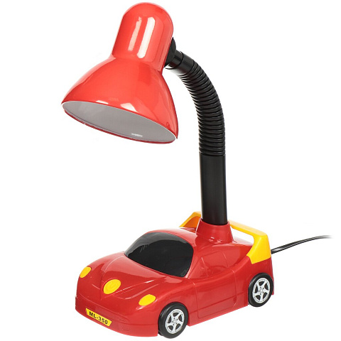 Светильник настольный на подставке, E27, 40 Вт, детский, черный, абажур красный, Lofter, Машинка, MT-501/МТ-616-red