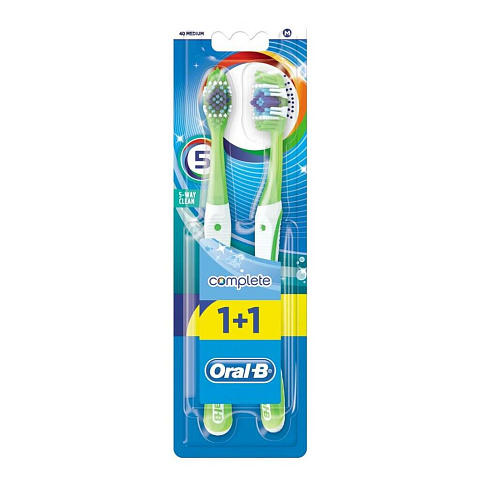 Зубная щетка Oral-B, Комплекс Пятисторонняя чистка, средней жесткости, + 1шт бесплатно, ORL-81594600