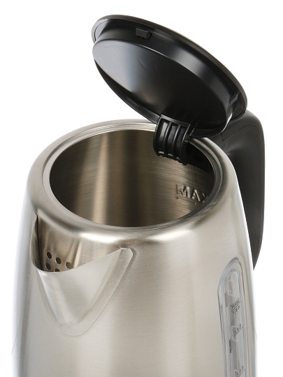 Чайник электрический Delta Lux, DE-1015, черный, 1.8 л, 2200 Вт, скрытый нагревательный элемент, нержавеющая сталь